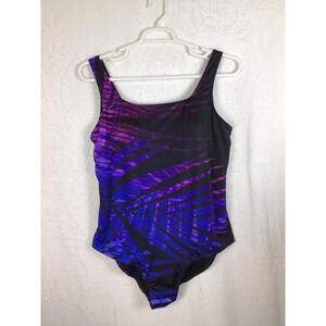 One Piece Swimsuit Women Size 22 Purple Black Slimming Swimwear